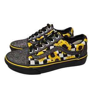Vans Customs Old Skool Sneakers Sunflower Checkerboard Glitter